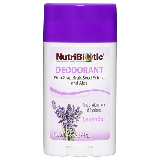 NutriBiotic Deodorant, Lavender, 2.6 Oz Stick | with Witch Hazel, Grapefruit Seed Extract, Aloe & Lavender Oil | Vegan & Free of Aluminum, Paraben, Phthalates, Gluten, GMO's & Fragrance