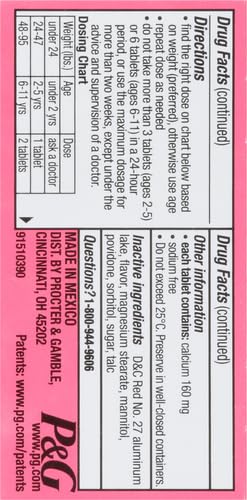 Pepto Bismol Kids Bubblegum Flavor Chewable Tablets for Heartburn,Acid Indigestion,Sour Stomach,and Upset Stomach for Children 24 ct