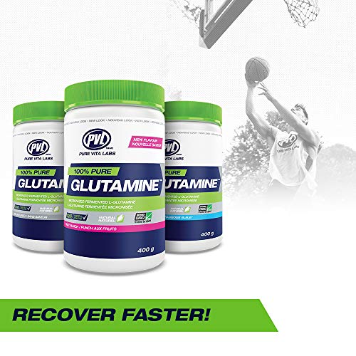 PVL 100% Pure Glutamine – Post-Workout Fermented Vegan Amino Acid Supplement for Muscle Recovery and Repair – Nutrition and Immunity Booster – 400g – Orange