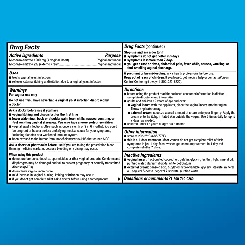 Pre-Order | Arrives in 5–10 Days – Amazon Basic Care Miconazole 1, Miconazole Nitrate Vaginal Insert (1200 mg) Softgel and 0.32 Oz Miconazole Nitrate Cream (2%) Combination Pack, 1-Day Treatment For Vaginal Yeast Infection