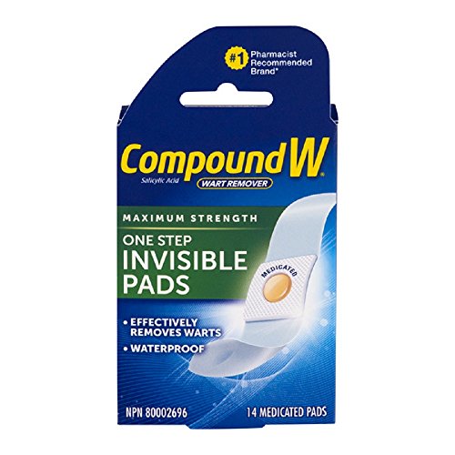 Pre-Order | Arrives in 5–10 Days – Compound W Wart Remover, Maximum Stength One Step Invisible Pads - 14 Count - Salicylic Acid Wart Remover, For Treatment & Common/Plantar Wart Removal