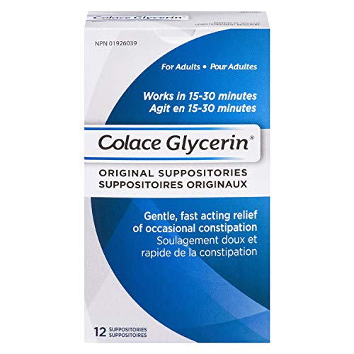 Pre-Order | Arrives in 5–10 Days – Colace Glycerin Suppositories - Adult | Gentle Fast Acting Relief of Occasional Constipation | 12 Count