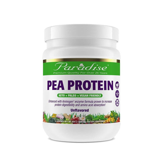 Paradise Herbs Pea Protein Powder, Organic, Keto, Paleo, Vegan, Non GMO, Gluten Free, Unflavored, 15 Servings, 450 G (15.87oz)