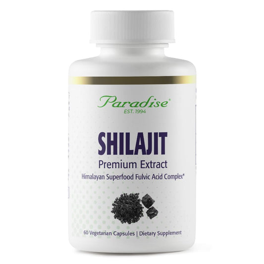 Paradise Herbs Shilajit Extract, Whole Active Plant Extract, Super Potent, Ultra Pure, Vegan, Non-GMO, Gluten Free, Keto, 60 Count Vegetarian Capsules