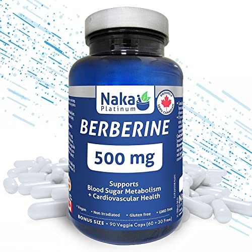 Naka Platinum Berberine, 500mg, Supports Blood Sugar Metabolism - Cardiovascular Health, Made in Canada (90 Count (Pack of 1))