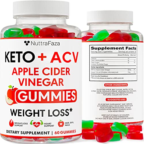 Keto Gummies - Keto ACV Gummies Advanced Weight Fat Management Loss - ACV Keto Gummies Apple Cider Vinegar - Slimming Gummies - Keto Gummy Bears for Detox & Cleanse - All Natural - Made in USA