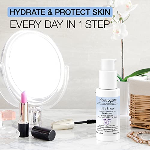 Neutrogena Ultra Sheer Moisturizing Face Serum Sunscreen SPF 50+ - with Vitamin E - UVA/UVB Protection - Fragrance Free - 50 mL