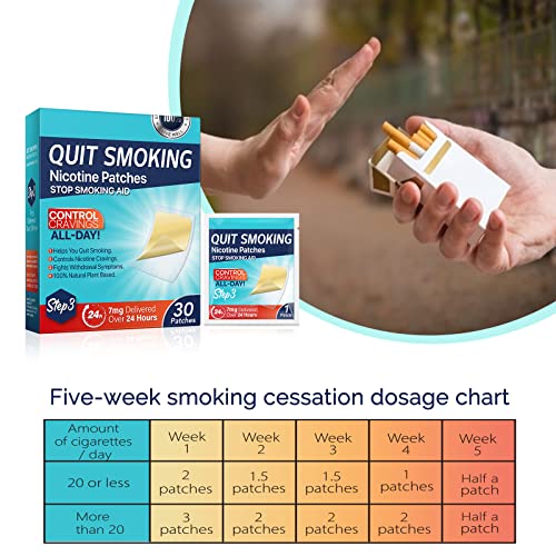 Quit Smoking Patches Step 3 - 7 mg, Quit Patches 30 Count- Stop Aid to Help Quit That Work, Transdermal System Patch - Delivered Over 24 Hours, Behavioral Support Program Information Included (Step3-30PC)