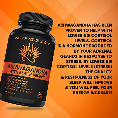 Organic Ashwagandha With Black Pepper For Improved Absorption. Resistant To Stress, Increases Energy Levels & Supports Memory Enhancement - 650MG Ashwagandha Per Capsule - 60 Capsules
