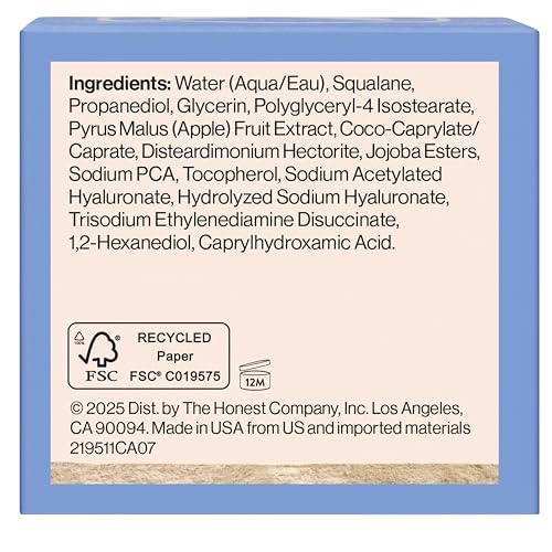 Honest Beauty Hydrogel Cream with Hyaluronic Acid | Lightweight, Moisturizing Water Cream | Gentle for Sensitive Skin, Fragrance Free, Vegan | 1.7 fl oz