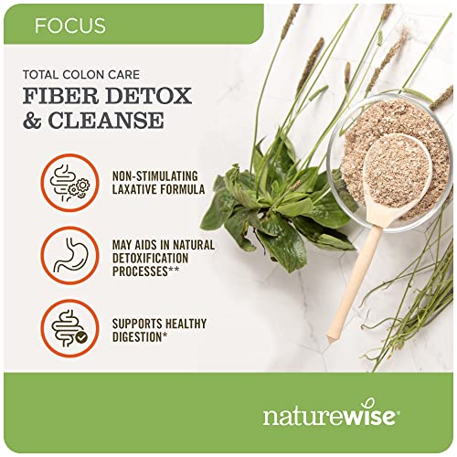 NatureWise Total Colon Care Fiber Cleanse with Herbal Laxatives, Prebiotics, & Digestive Enzymes for Healthy Elimination, Safe Digestion & Weight, Detox, & Gut Health [1 Month Supply - 60 Count]