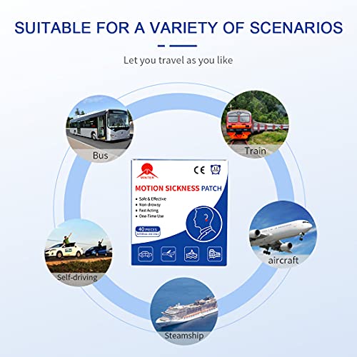MT Healthy 40ct Motion Sickness Patches, Seasick Patches for Cruise, Dizziness Vertigo Relief, Anti Vomiting for Adults & Kids