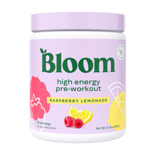 Pre-Order | Arrives in 5–10 Days – 
Bloom Nutrition High Energy Pre Workout with Beta Alanine, Ginseng and L Tyrosine for Amino Energy, Natural Caffeine Powder from Green Tea Extract, Keto, Sugar Free Drink Mix, Raspberry Lemonade
