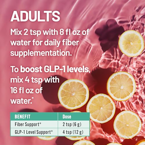 NatureWise FiberGLP Powder - High Fiber GLP-1 Supplement - Supports GLP-1 Levels & Satiety* with Clinically Proven Fibersol® - Vegan & Sugar Free - Strawberry Lemonade Flavor - 4 oz[20 Servings]