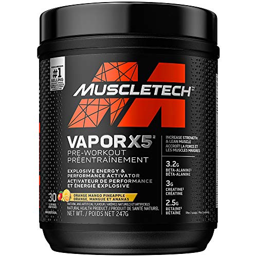 Pre Workout Powder, MuscleTech Vapor X5 Pre-Workout, Pre Workout Powder for Men & Women, PreWorkout Energy Powder Drink Mix, Sports Nutrition Pre-Workout Products, Orange Mango Pineapple (30 Servings)