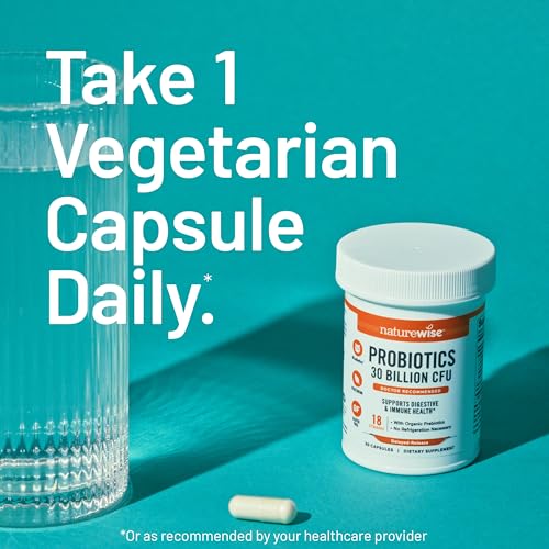 NatureWise Max Probiotics for Women & Men - 30 Billion CFU 18 Strains + Organic Prebiotics - For Gut & Digestive Health - Vegetarian, Delayed-Release Capsules, Gluten Free - 30 Capsules[30-Day Supply]