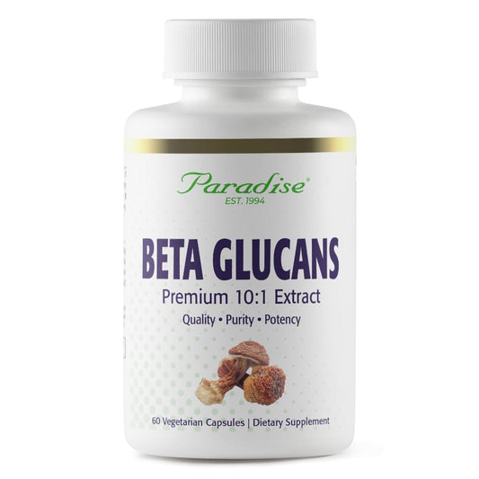 Pre-Order | Arrives in 5–10 Days – Paradise Herbs Beta Glucans, from Yeast Free Agaricus Mushrooms, Vegan, Non GMO, Gluten Free, 60 Count Vegetarian Capsules
