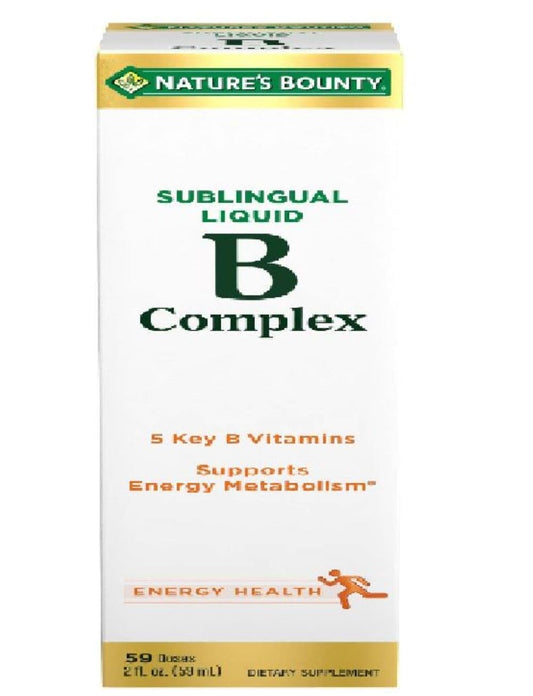 Nature's Bounty Vitamin B Complex Liquid, B12 Vitamin 5000 mcg, Nervous System Health & Cellular Energy Support, B Complex Vitamins for Women & Men, Vegetarian, 59 Servings, 2 Fl Oz