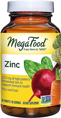 MegaFood Natural Zinc Supplements 60 Capsules | Multivitamins Mineral Supplements for Women Men and Kids | Helps Maintain Immune Health & Healthy Skin | Anti Inflammatory and Antioxidant Supplements with Beet Root, Parsley Leaf, Rice, Spinach & Stearic Ac