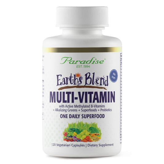 Pre-Order | Arrives in 5–10 Days – Paradise Herbs Earth's Blend Once Daily Multivitamin for Men, No Iron, 48 Organic Superfoods, Probiotics, Antioxidants, Vitamins A, B12, C, D, K2,120 Count