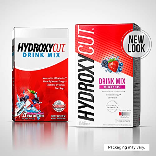 Hydroxycut Drink Mix | Energy Drink Powder | Wildberry Blast, 21 Packets, 2 Packs (Packaging May Vary)