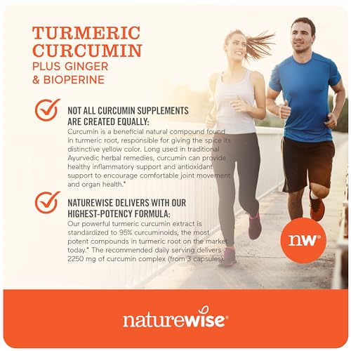 NatureWise Curcumin Turmeric 2250mg - 95% Curcuminoids & BioPerine Black Pepper Extract for Advanced Absorption - Daily Joint and Immune Health Support - Vegan, Non-GMO, 180 Count[60-Day Supply]