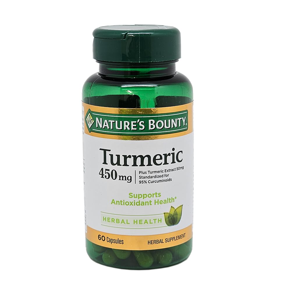 Nature's Bounty Turmeric Capsules, Supports Antioxidant Health, Herbal Health Supplement, 450 Mg, 60 Ct