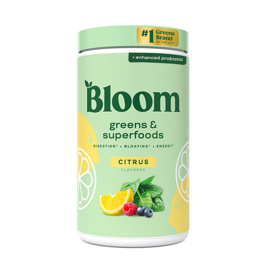 Pre-Order | Arrives in 5–10 Days – 
Bloom Nutrition Superfood Greens Powder, Digestive Enzymes with Probiotics and Prebiotics, Gut Health, Bloating Relief for Women, Chlorella, Green Juice Mix with Beet Root Powder, 60 SVG, Citrus