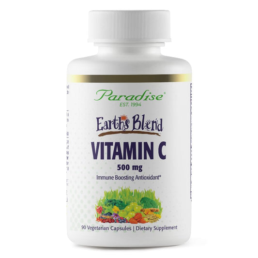 Pre-Order | Arrives in 5–10 Days – Paradise Herbs Earth's Blend Vitamin C with Nature's C and Adaptogens, Superfoods Base of Probiotics & Organic Alkalizing Greens, 90 Vegetarian Capsules
