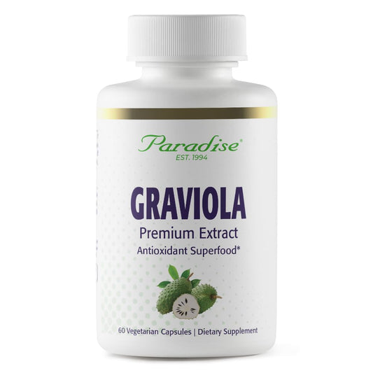 Paradise Herbs Graviola, Graviola Leaf Extract, Soursop Antioxidant Superfood, Whole Spectrum Extract, Ultra Pure, Vegan, Non-GMO, Gluten Free, 60 Count Vegetarian Capsules
