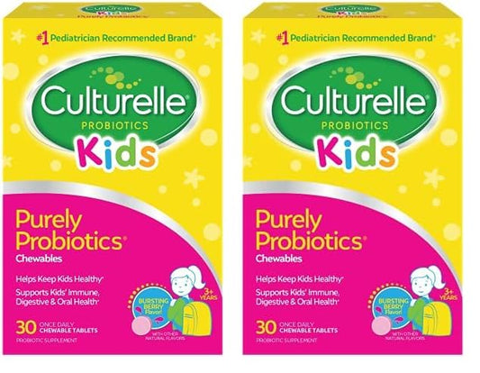 Pre-Order | Arrives in 5–10 Days – Culturelle Kids Chewable Daily Probiotic for Kids, Ages 3+, No.1 Pediatrician-Recommended Brand, Natural Berry, Daily Probiotics for Digestive Health, Oral Care & Immune Support, 2 Month Supply
