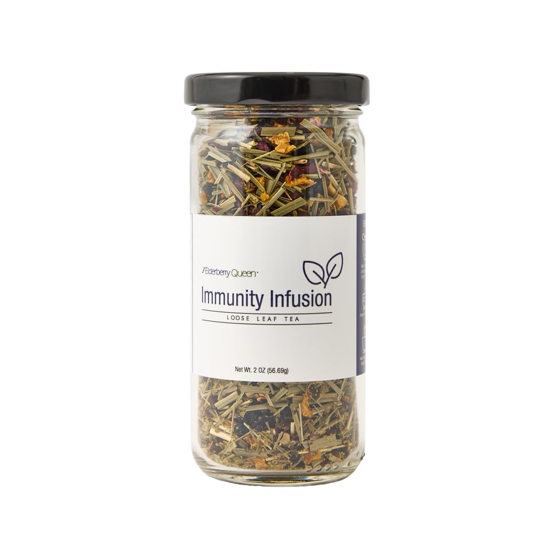 Immunity Infusion Loose Leaf Tea, Pure Natural Herbal Tea Blend with Elderberry, Hibiscus, and Peppermint (2 ounce)