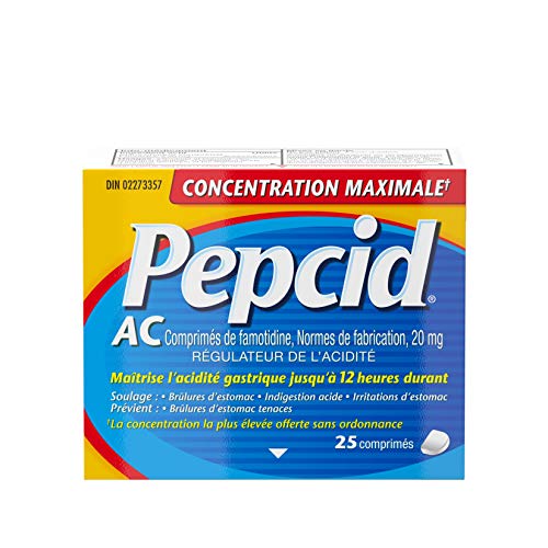 Pepcid Acid Controller, Maximum Strength Tablets, Acid Reducer for Heartburn, Acid Reflux and Upset Stomach Relief, 25 Tablets