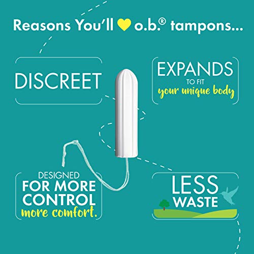 o.b. Original Non-Applicator Tampons, Regular, Super, & Super Plus Absorbancies, 40 Count (Pack of 1)
