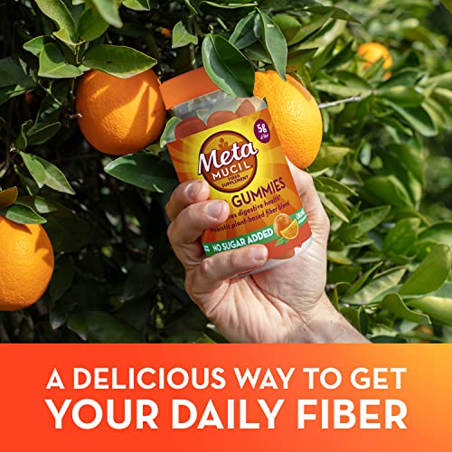 Metamucil Fiber Supplement Gummies, Sugar Free Orange Flavor, 5g Prebiotic Plant Based Fiber Blend, 120 Count