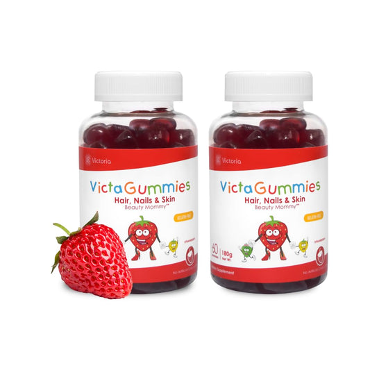 Pre-Order | Arrives in 5–10 Days – Dr. T VictaGummies Women Hair, Nails & Skin Bundle - 180 gr - Strawberry Flavor - Pectin Gummies - Promotes Nail Strength, Hair Thickness, and Skin Elasticity - Health & Beauty - 120 Count (Pack of 2)