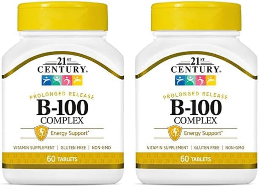 21st Century B 100 Complex Prolonged Release Caplets, 60 Count (Pack of 2)