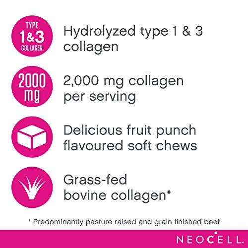 NeoCell Beauty Bursts Collagen Soft Chews, Supports Healthy Looking Hair, Skin and Nails, Source of Antioxidants, 60 chews