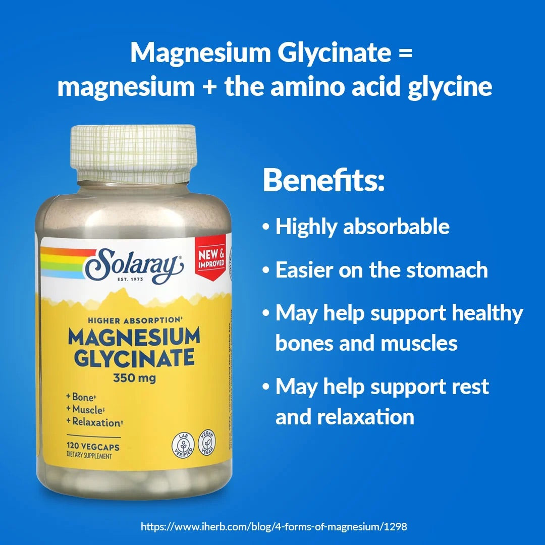 Pre-Order | Arrives in 5–10 Days – Solaray
High Absorption Magnesium Glycinate, 350 mg, 120 VegCaps