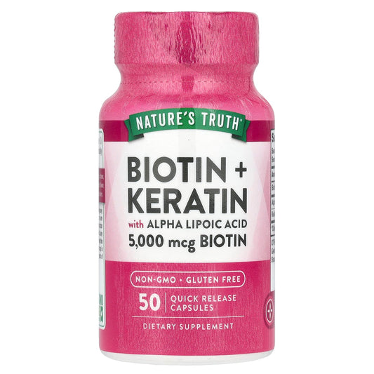 Nature's Truth
Biotin + Keratin with Alpha Lipoic Acid, 50 Quick Release Capsules