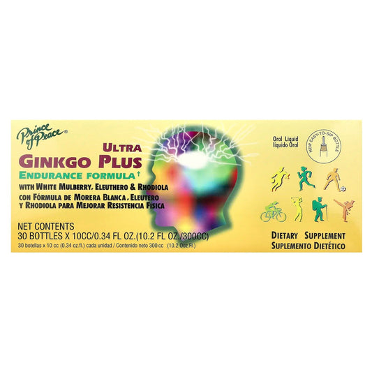 Prince of Peace
Ultra Ginkgo Plus, Endurance Formula, 30 Bottles, 0.34 fl oz (10 cc) Each