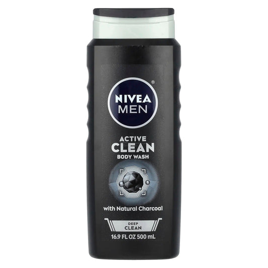 Nivea
Men, Active Clean Body Wash, With Natural Charcoal, Deep Clean, 16.9 fl oz (500 ml)