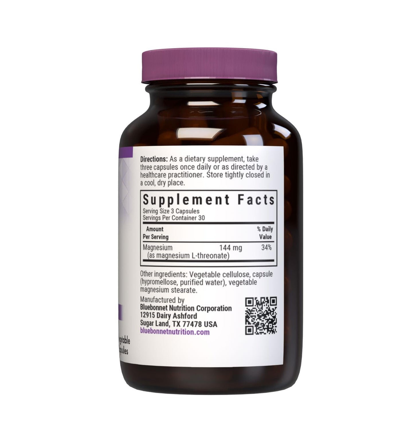 Pre-Order | Arrives in 5–10 Days – Bluebonnet Nutrition Magnesium L-Threonate, Memory & Cognitive Support*, Non-GMO, Vegan, Kosher Certified, Gluten-Free, Soy-Free, 90 Vegetable Capsules, 30 Servings