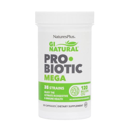 Natures Plus GI Natural Probiotic Mega - 30 Capsules - Digestive & Immune Health - Gluten Free - 30 Servings