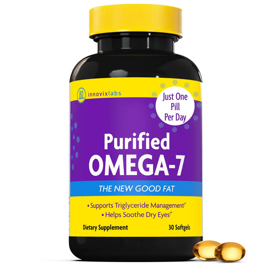 InnovixLabs Purified Omega 7 Supplement - 210 mg Omega-7 Palmitoleic Acid, Fish Oil for Metabolism & Triglyceride Support, Essential Fatty Acids, IFOS Approved, 30 Softgels