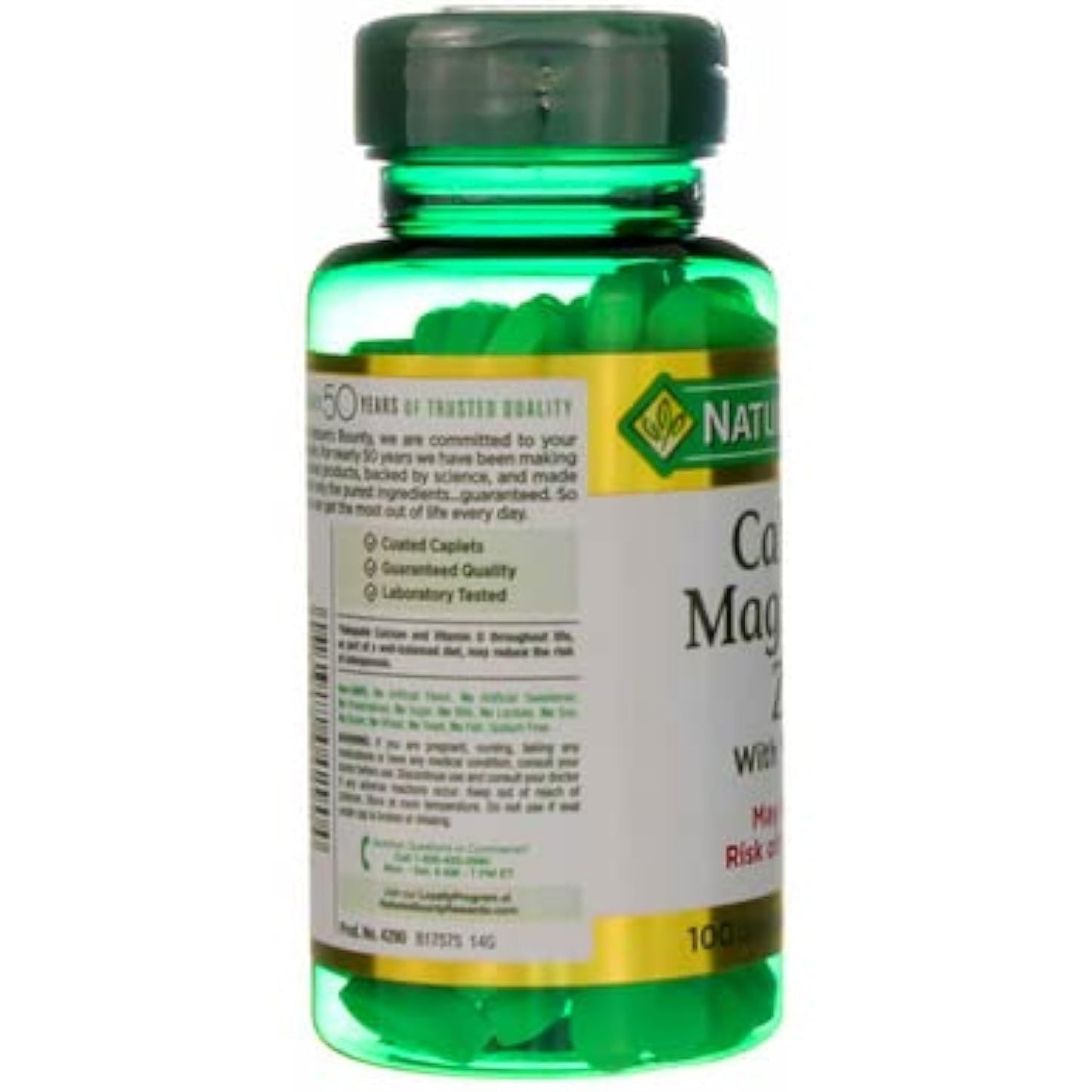 Nature's Bounty Calcium Magnesium & Zinc Caplets, Immune & Supporting Bone Health, 100 Caplets