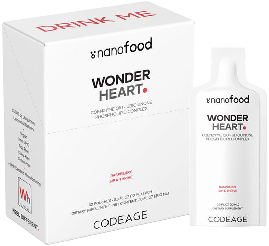 Pre-Order | Arrives in 5–10 Days – Codeage Wonder Heart Liquid CoQ10 Liposomal Ubiquinone Supplement, Coenzyme Q10 Heart Vitamins, Non-GMO Sunflower Phosphatidylcholine Vegan Blend, Raspberry Flavored Softgel, Pack of 30 Pouches