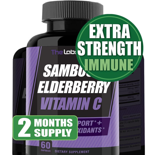 THELABSMENCO Sambucus Elderberry Immune Support Supplement/Daily Immune Boosters for Adults, Season Change w/Elderberry Vitamin C & Zinc Support Respiratory Health & Increase Antioxidant, 2-Mons