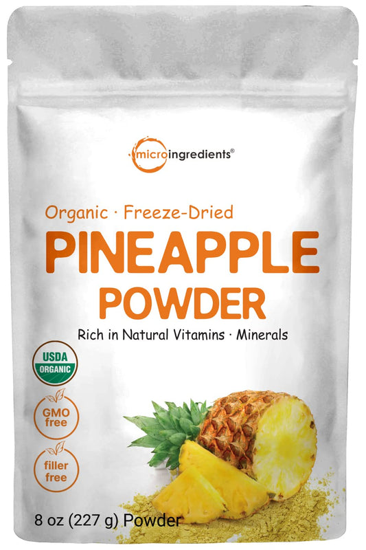 Pre-Order | Arrives in 5–10 Days – Organic Pineapple Powder, 8oz | 100% Natural Fruit Powder | Freeze-Dried Pineapples Source | No Sugar & Additives | Great Flavor for Drinks, Smoothie, & Beverages | Non-GMO & Vegan Friendly