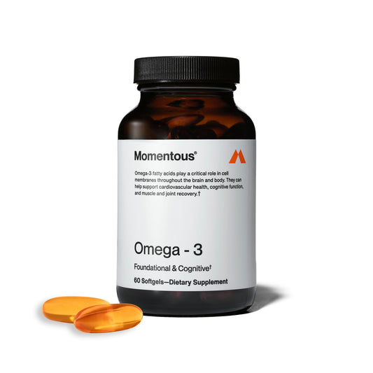 Momentous Omega-3 Fish Oil 1600 mg - Daily Fish Oil Omega-3 Supplement for Women & Men with EPA & DHA - Supports Joint Health - NSF Certified, GMO-Free, Gluten-Free, 30 Servings
